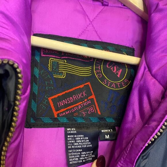 Vintage Women's Innsbruck Full Zip Ski Jacket Aztec Embroidered Size M Belted - Picture 2 of 8